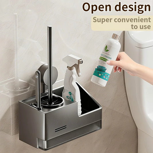 Suction Cup Toilet Brush No Punching Wall Mounted