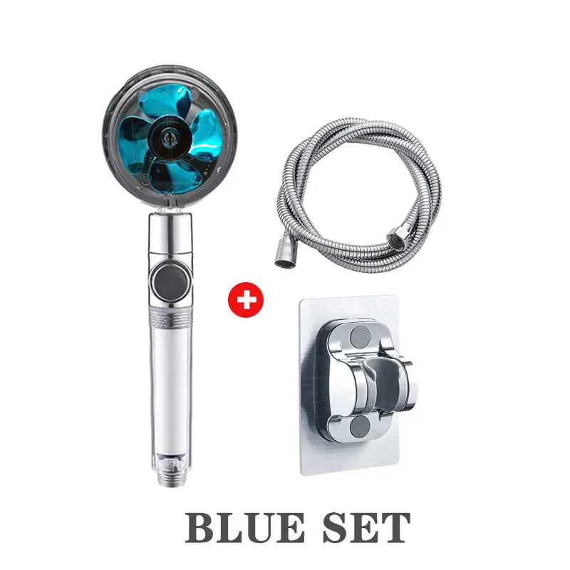 Powerful Pressurized Shower Fan Filter Showerhead One Touch