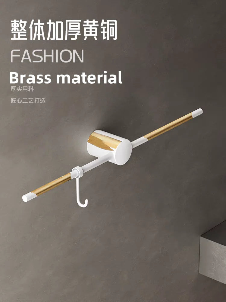 Bathroom Towel Rack Brass Wall-Mounted Toilet Space White