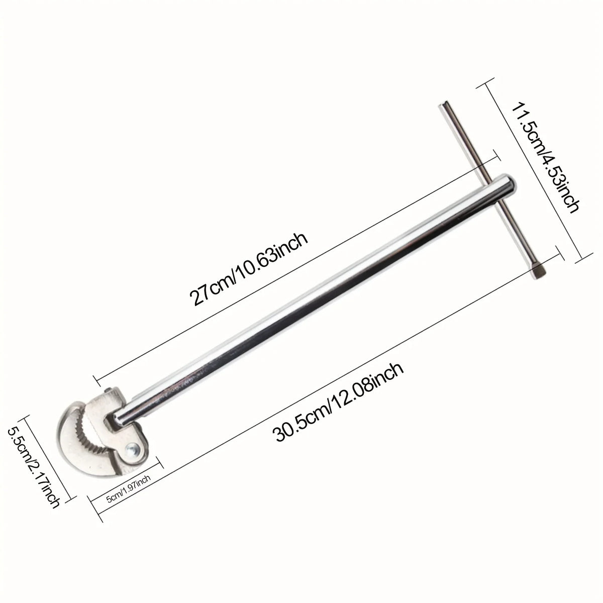 Adjustable Basin Wrench Tight Spaces Carbon Steel Ratcheting