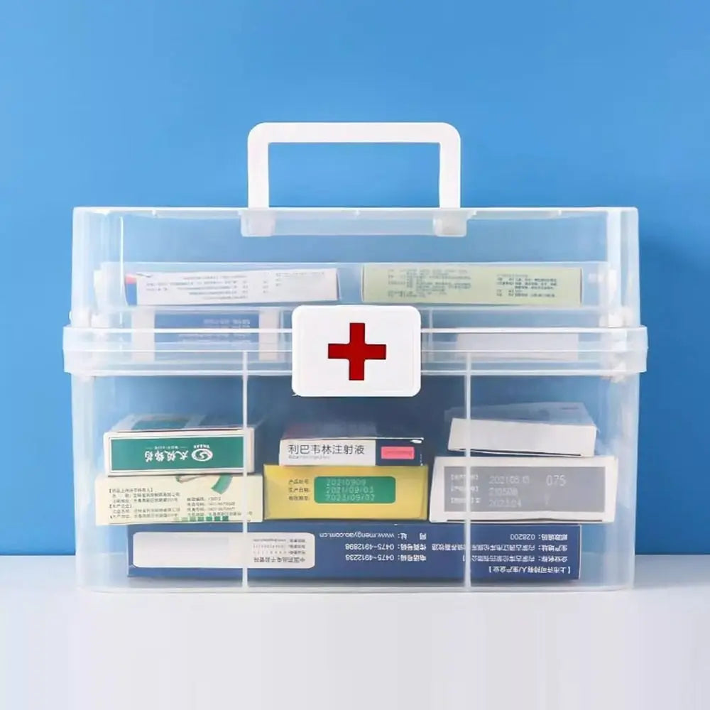 Plastic 3-Layers Medicine Box Sorting Storage Dustproof Drug