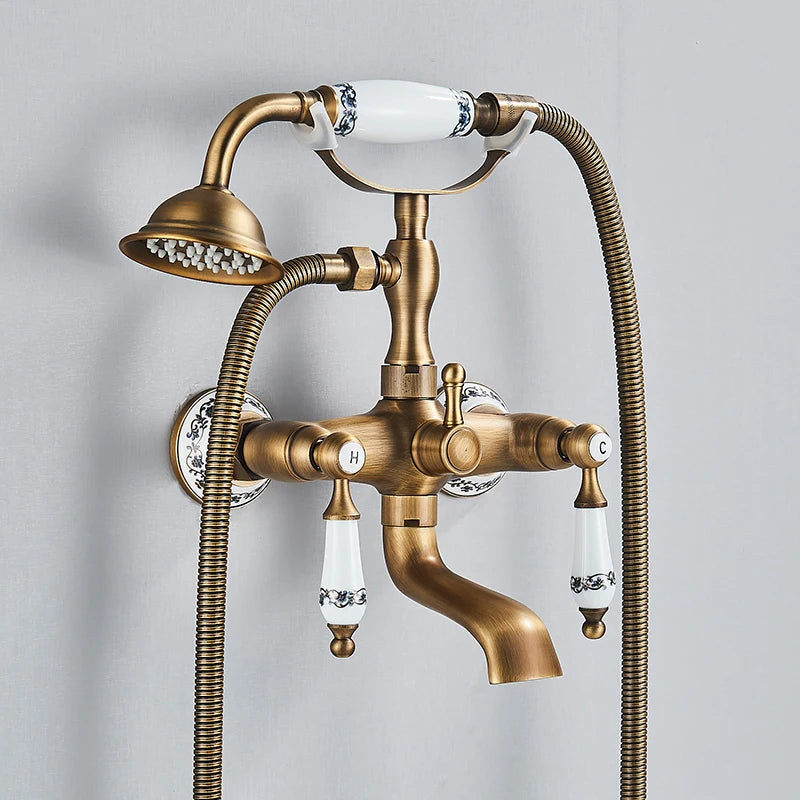 Retro Antique Brass Black Bronze Bathtub Shower Faucets