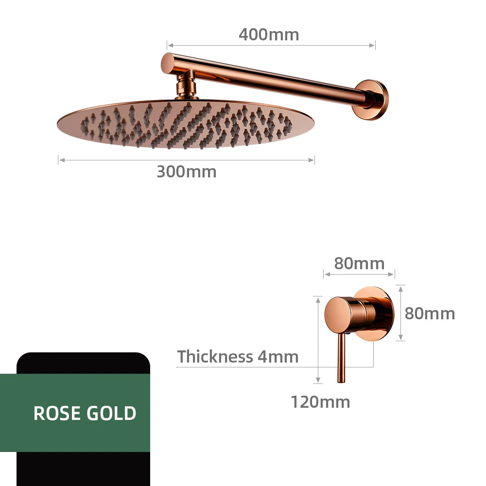 Bathroom Faucet Rose Gold Shower Wall Mounted 8/10/12