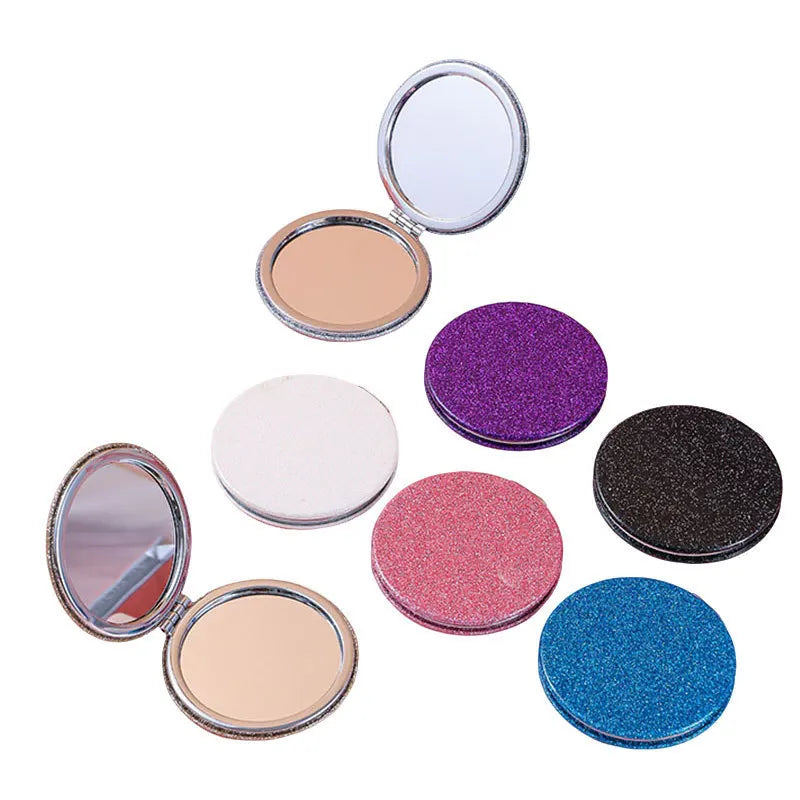 Mini Vanity Mirror Glitter Round Travel Mirror Pocket