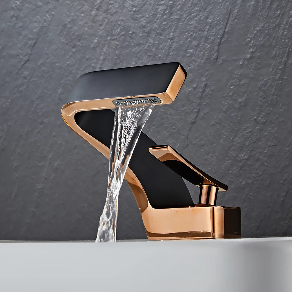 Becola Brushed Gold Basin Faucet Black Bathroom Mixer