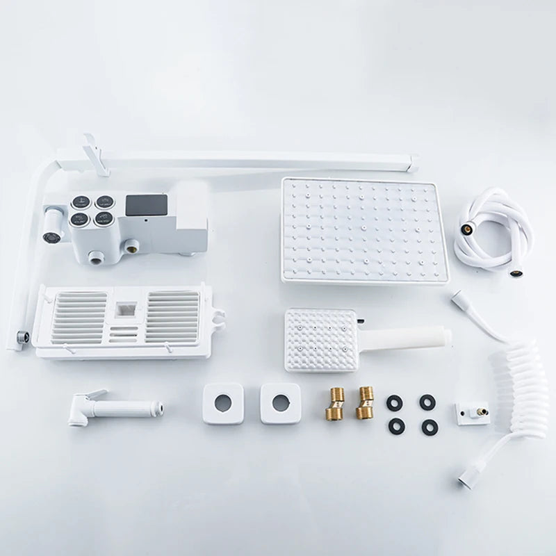 White Digital Bathroom Shower Quality Brass Bathroom Mixer