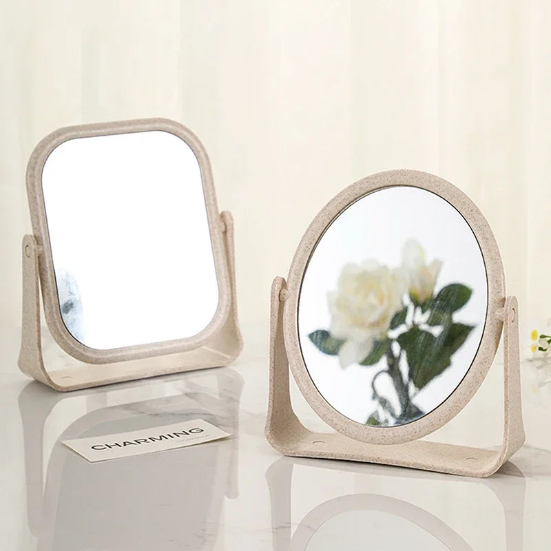 Bathroom Foldable Desktop Makeup Mirror 360 Degree Rotating