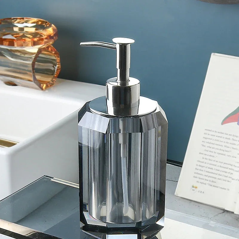 Light Luxury Crystal Glass Bathroom Lotion Bottle Transparent