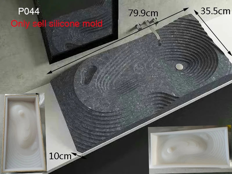 Circular Concrete Sink Silicone Mold Bathroom Square Sink