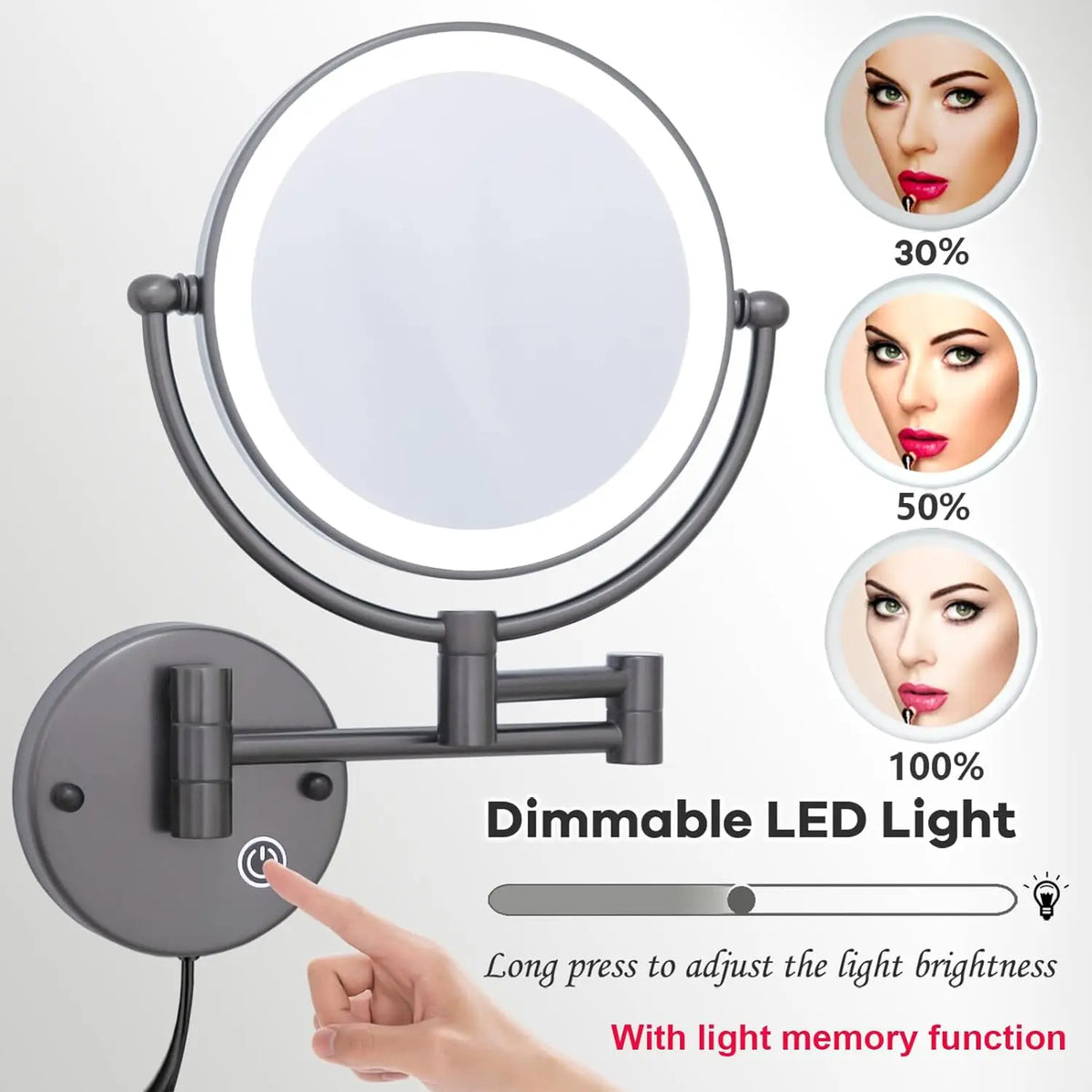 10x Magnifying Led Makeup Mirror Touch On Dual