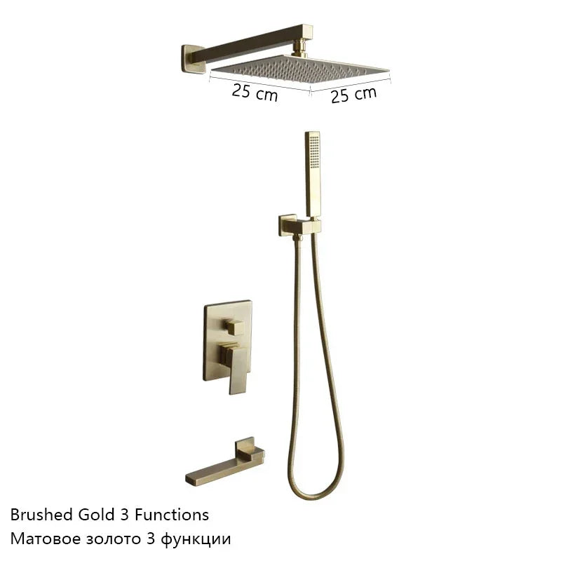 Gray Hidden Shower System Concealed Rainfall Bathroom Shower