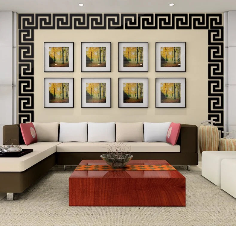 10x10cm Building Border Acrylic Wall Mirror Sticker Wall