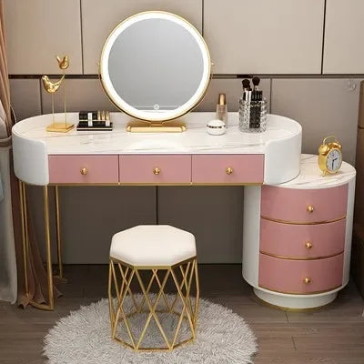 Pink White Vanity Table Women Luxury Nail European