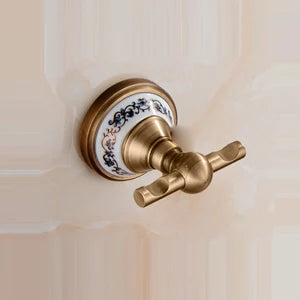 Antique Brushed Solid Brass Bathroom Sets European Porcelain