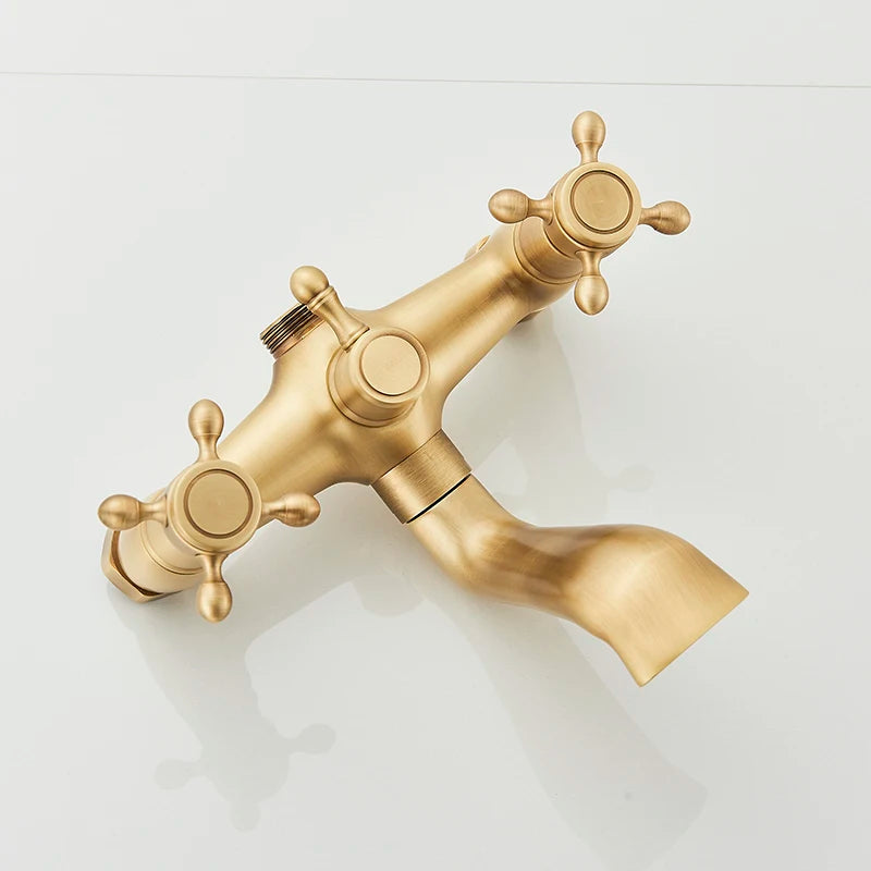 Antique Brass Shower Faucet Rainfall Head Shower Handshower