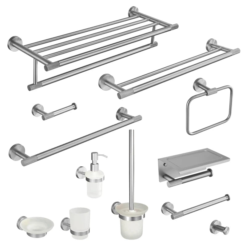 Brushed Nickel Bathroom Wall Mount Bath Shelf Robe