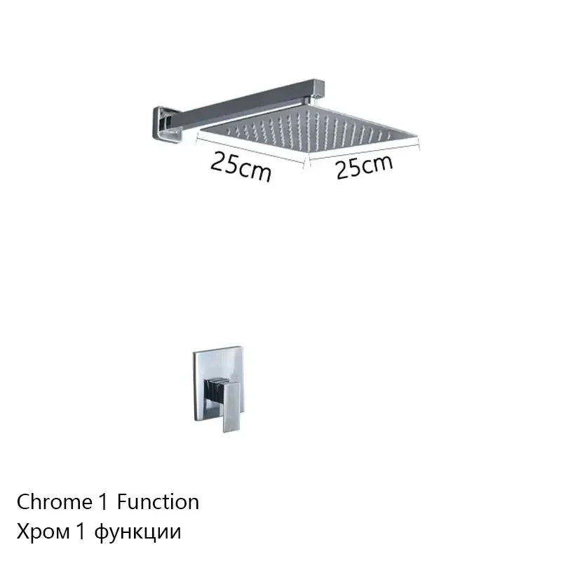 Gray Hidden Shower System Concealed Rainfall Bathroom Shower