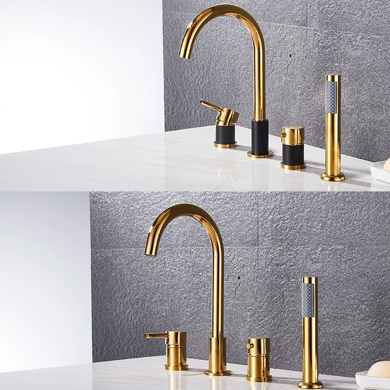 4pcs Brass Bathroom Bathtub Faucet Bath Faucet Deck