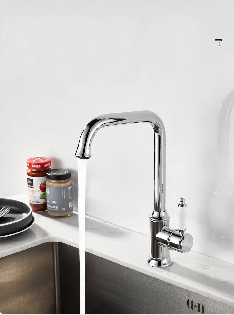 French Vintage Faucet Basin Sink Silver Cold Water