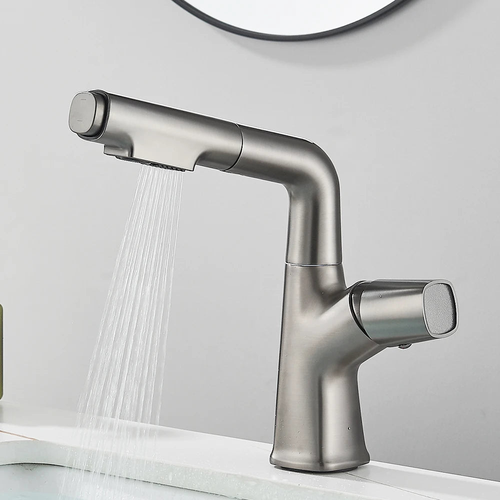Bathroom Sink Faucet Lift Up Down Stream Sprayer