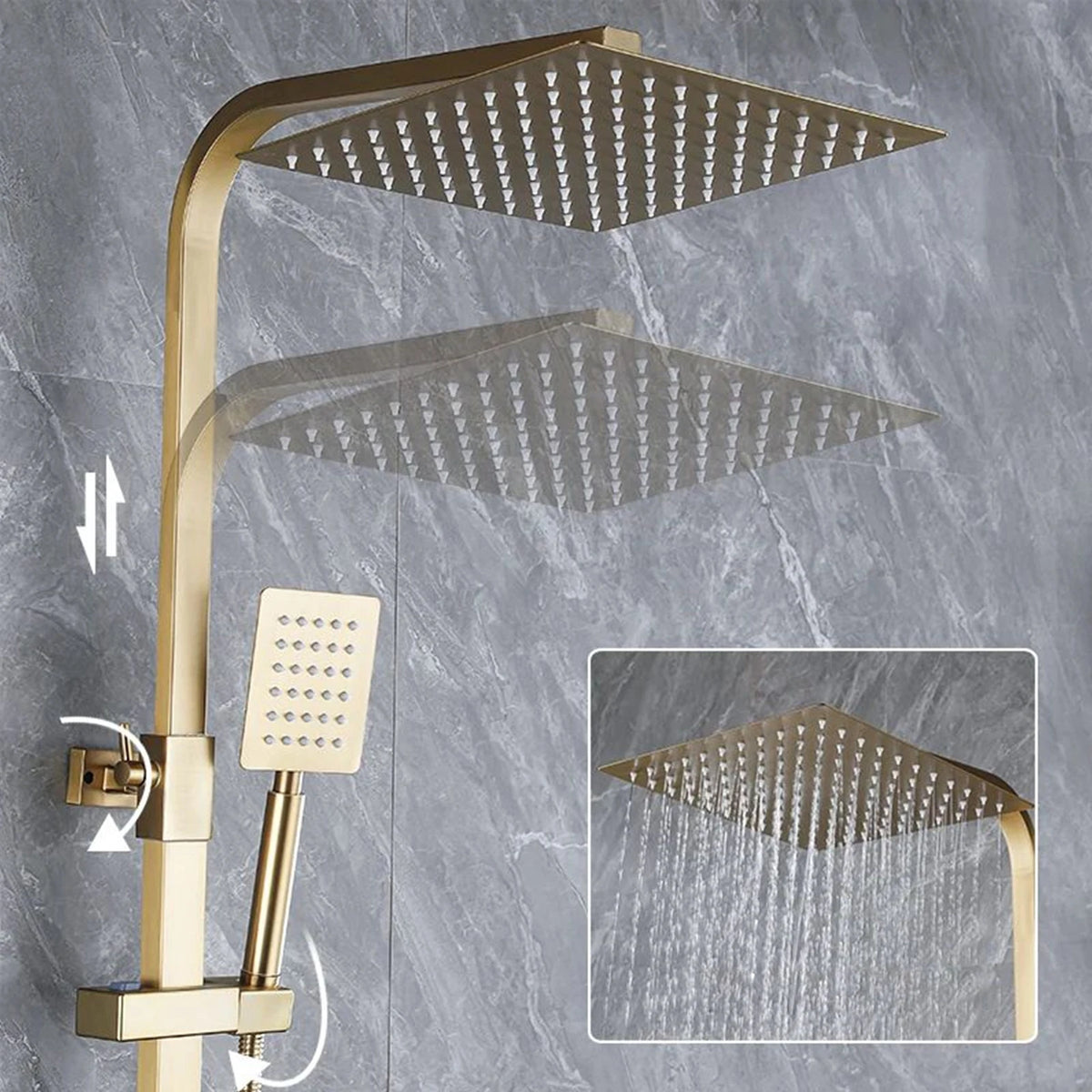 Wall Mount Brushed Gold Bathroom Shower Faucet Bath