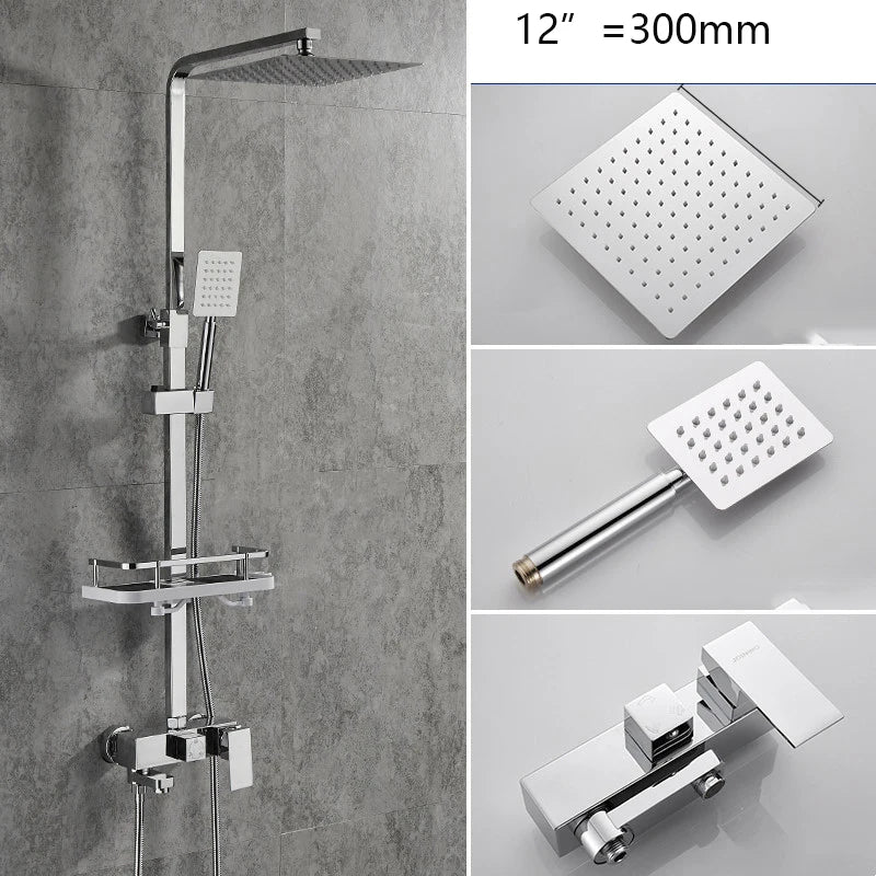 Sinlaku Rainfall Bathroom Shower Faucet Rack Shelf Bathtub