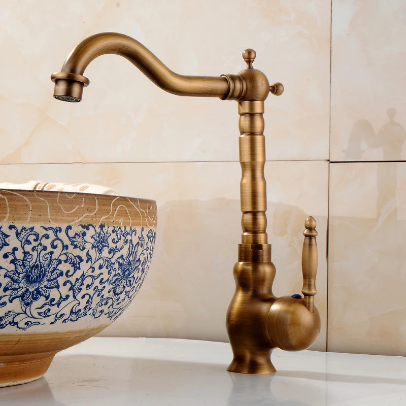 Bathroom Sink Faucet Antique Bronze 360 Degree Turn