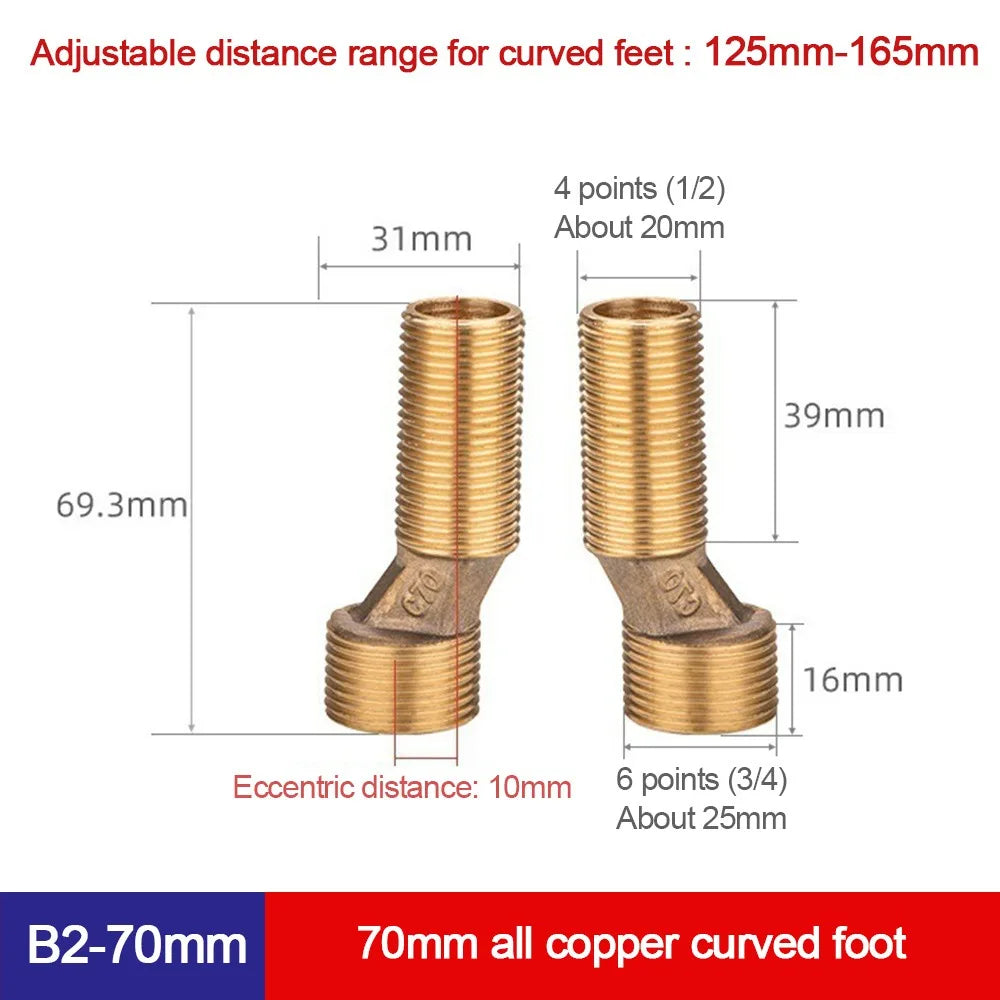 Copper Angled Curved Foot Lengthened Thickened Eccentric Screw
