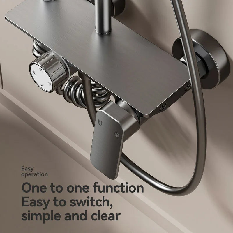 Restrooms Gunmetal Gray Aluminum Shower System Rotary Knob
