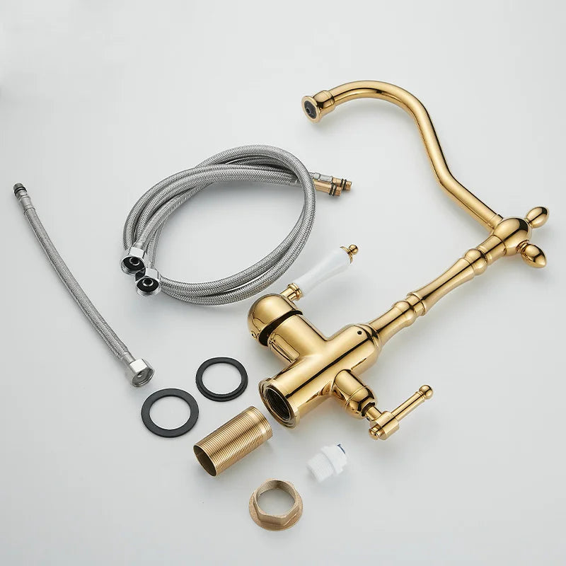 Antique Brass Faucets 360 Rotate Swivel Faucet Cold