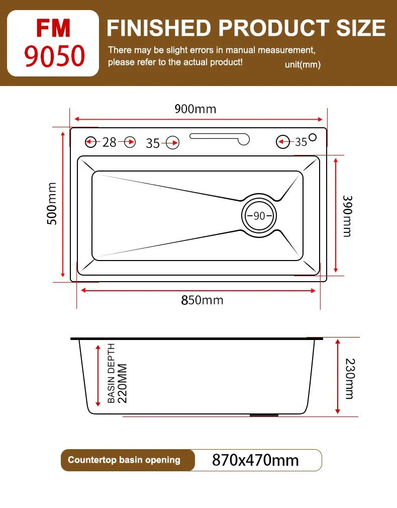 Waterfall Digital Display Sink Stainless Steel Wash Dish