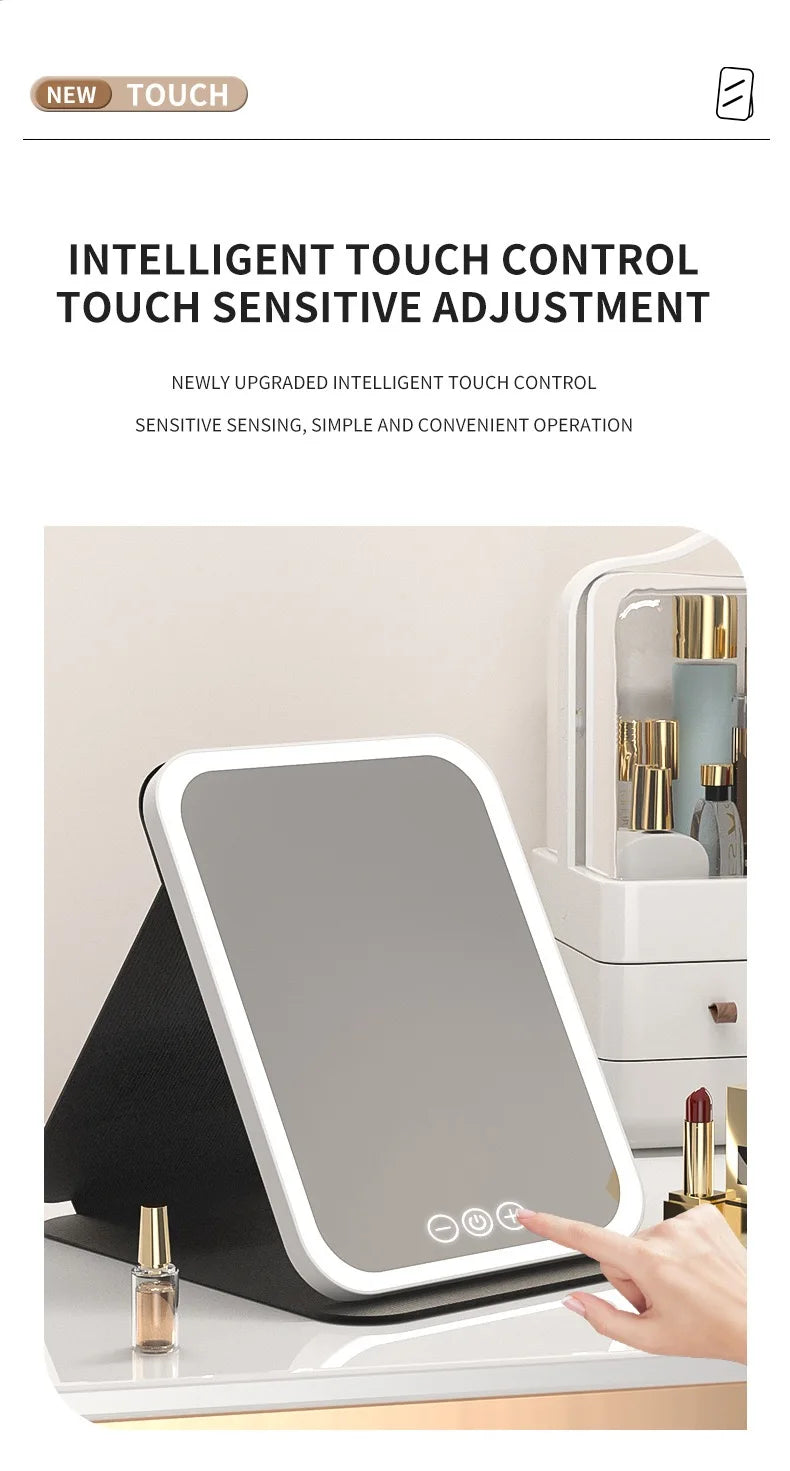 Led Lighted Makeup Mirror Foldable Rechargeable - Compact