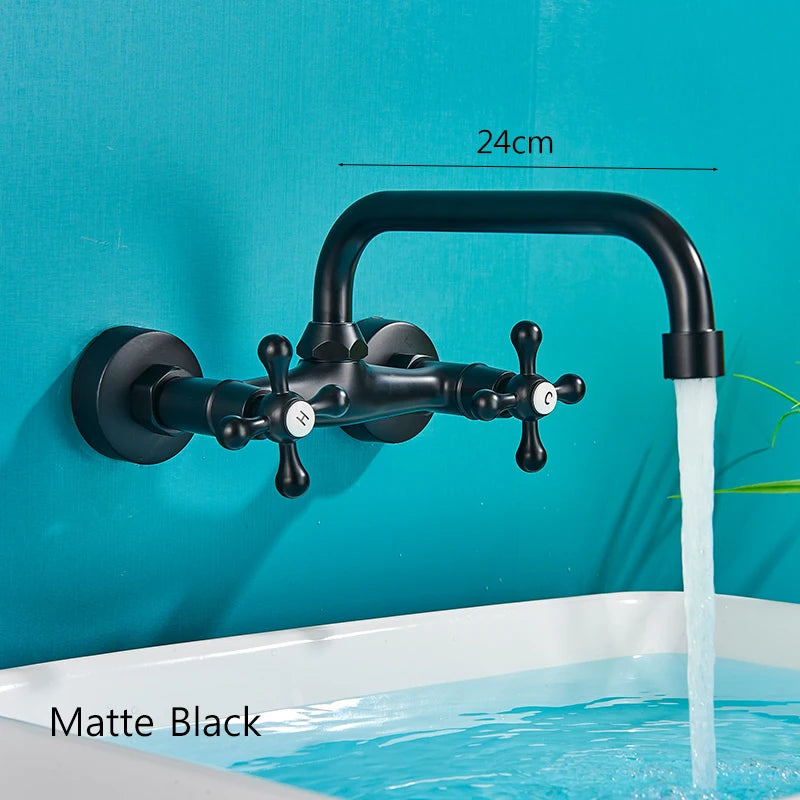 Bathroom Basin Faucet Wall Mounted 360 Degree Rotate