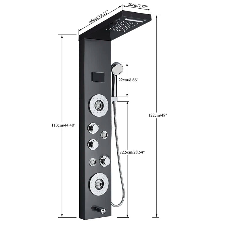 Led Shower Panel Faucet Rainfall Headshower Spa Massage