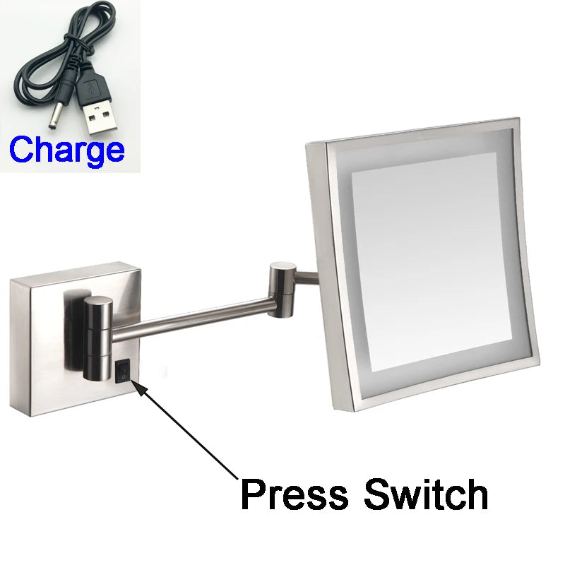 Square Touch Bathroom Mirror Wall Mounted Lighted Bathroom