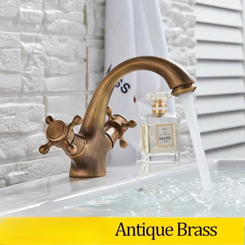 Senlesen Antique Faucet Bathroom Basin Faucet Two Handles