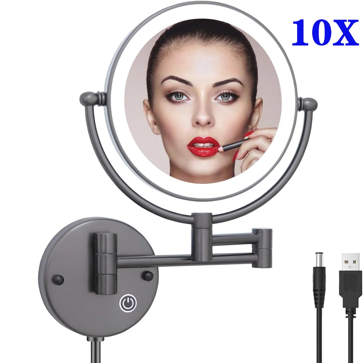 10x Magnifying Led Makeup Mirror Touch On Dual