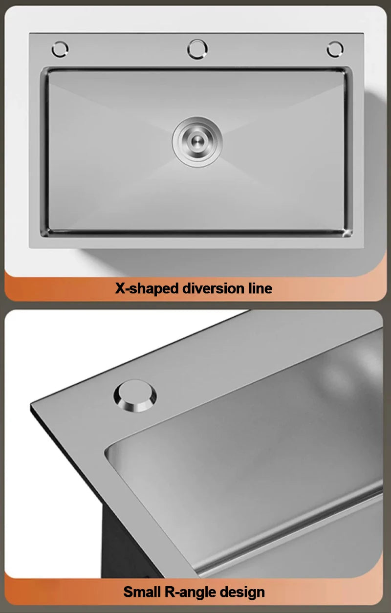 304 Stainless Steel Silver Sink Pull-Out Faucet Large