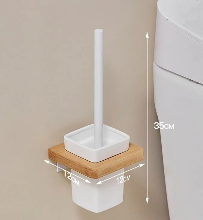 Walnut-Horse Bucket Brush Non-Dead Corner Toilet Shelf-Free