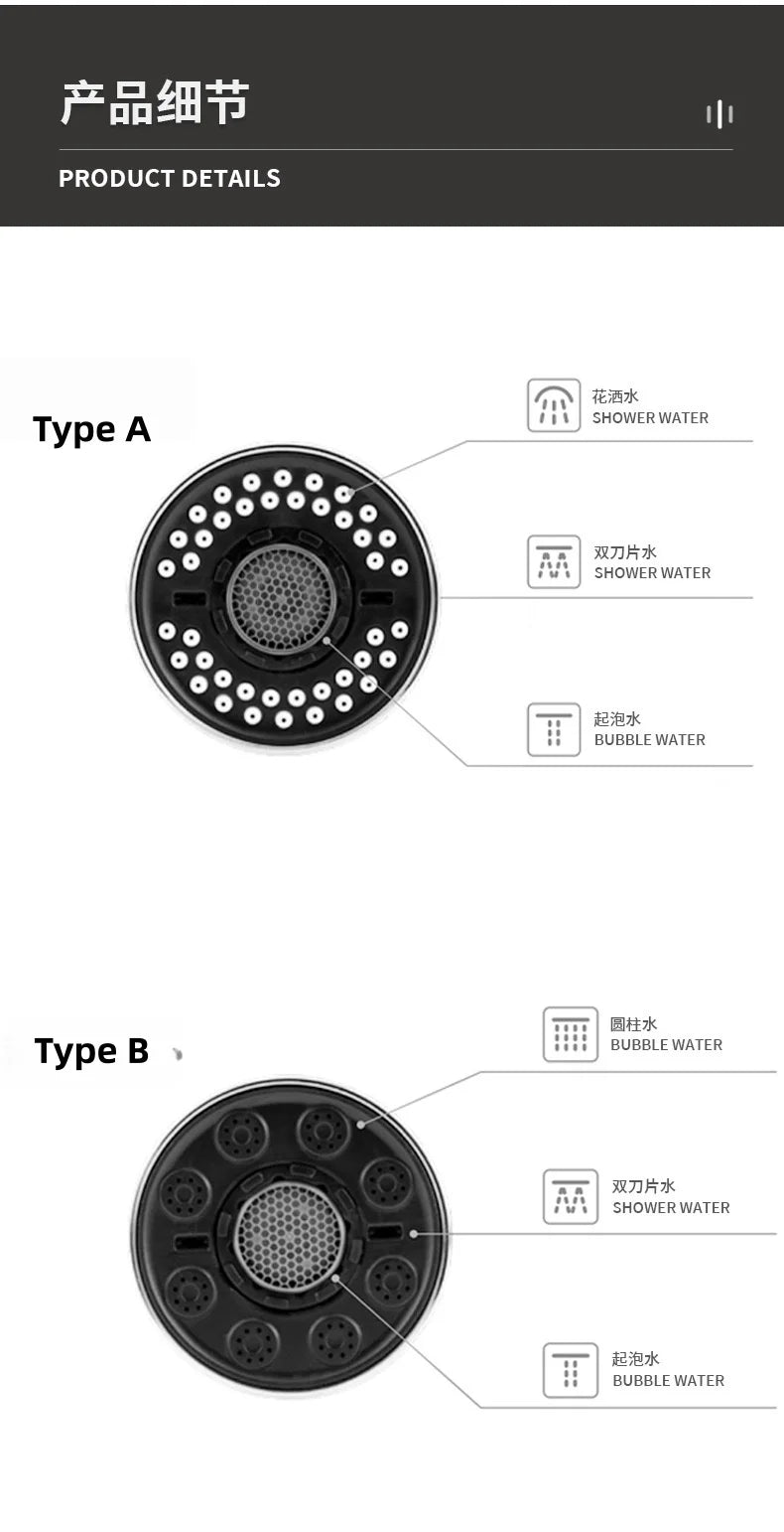 Pull-Out Three-Function Faucet Nozzle Abs Durable Water-Saving
