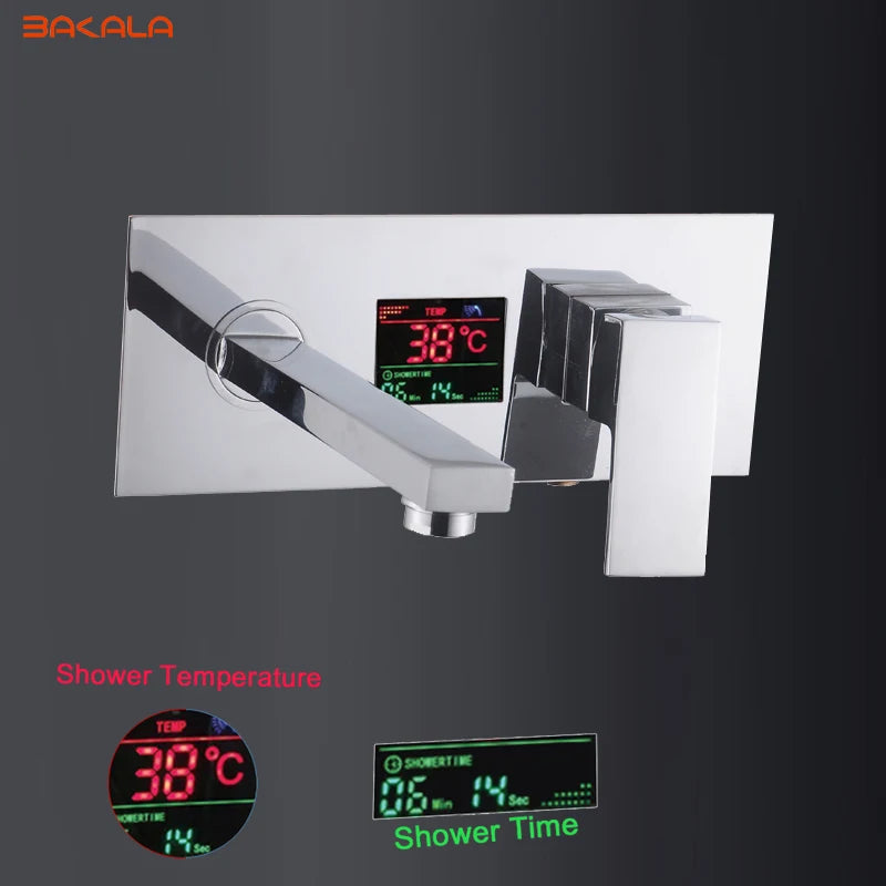 Digital Display Bathroom Basin Sink Faucet Wall Mounted