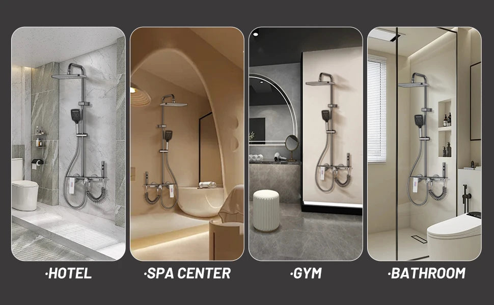 Bathroom Shower Faucet Complete Rain Shower Black Faucet
