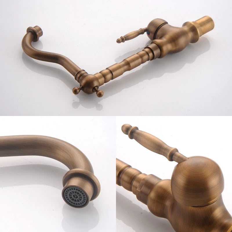 Bathroom Sink Faucet Antique Bronze Vessel Basin Faucet