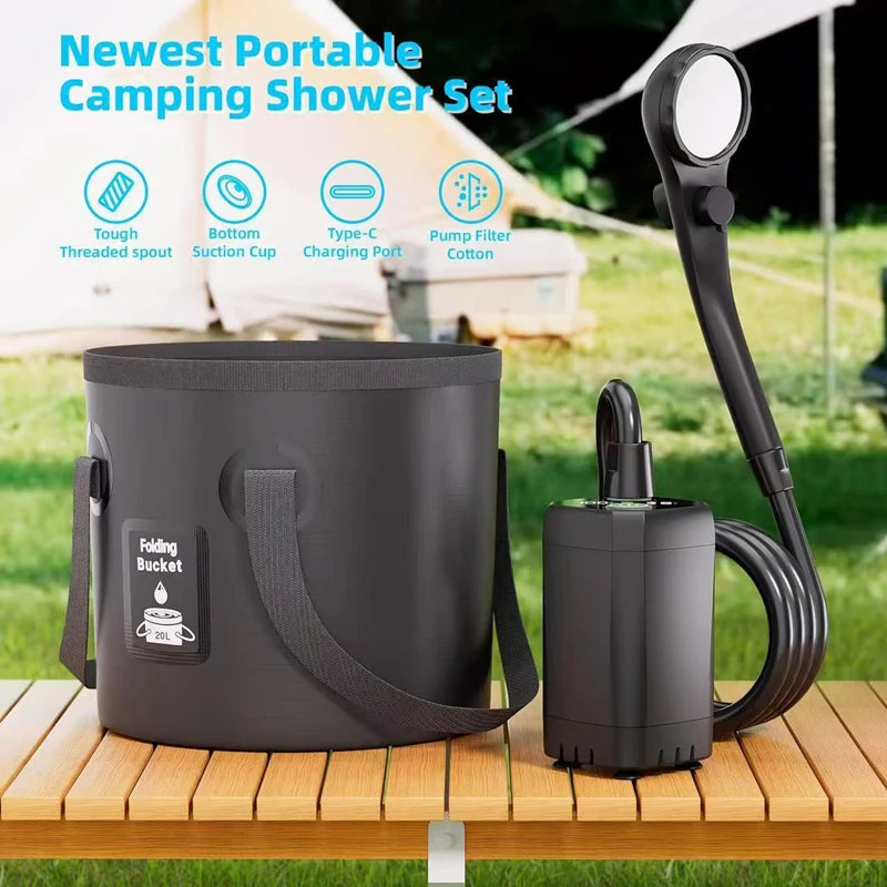 Camping Shower Equipment 6000mah Rechargeable Led Display Screen