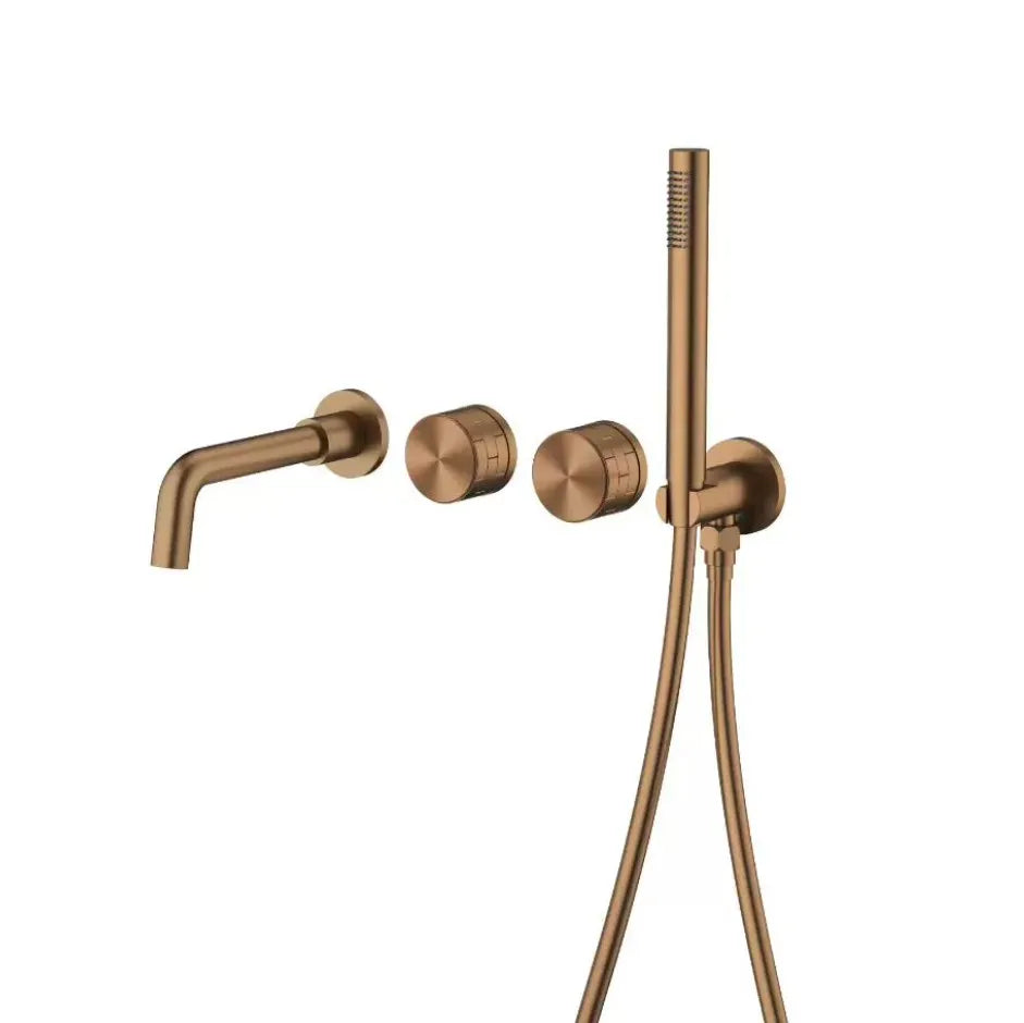 Bathroom Shower Faucet Black Mixer Valve Brushed Gold