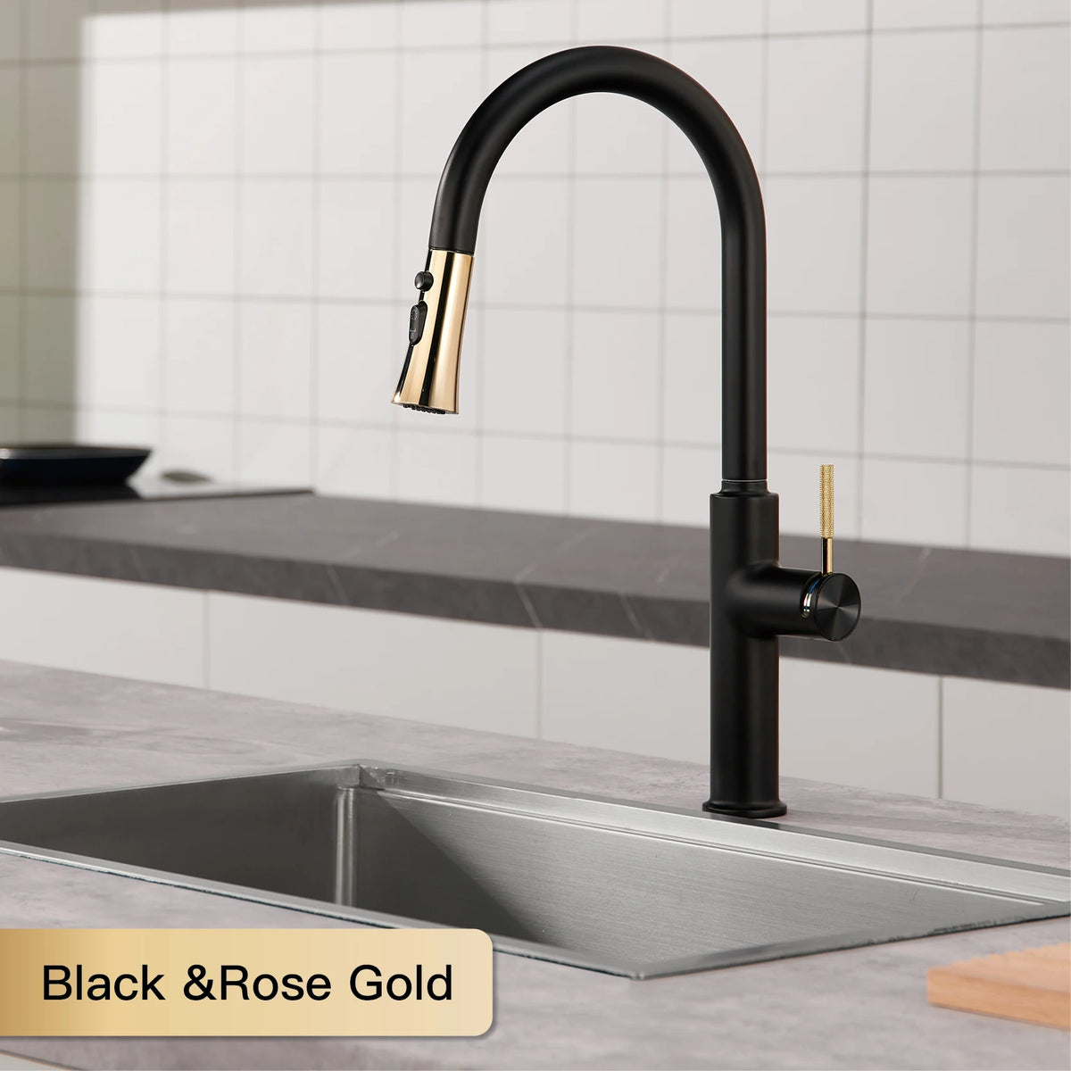 Aitana Pull Out Design Gun Grey Faucet Simple