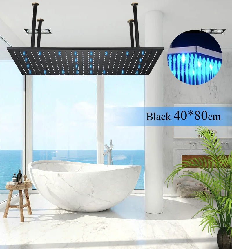 Large Rainfall Shower Faucet Ceiling Installation Bathroom