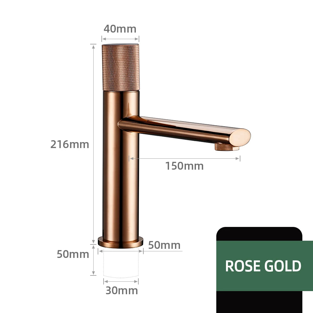 Knurled Faucet Brushed Gold Basin Faucet Bathroom Taps