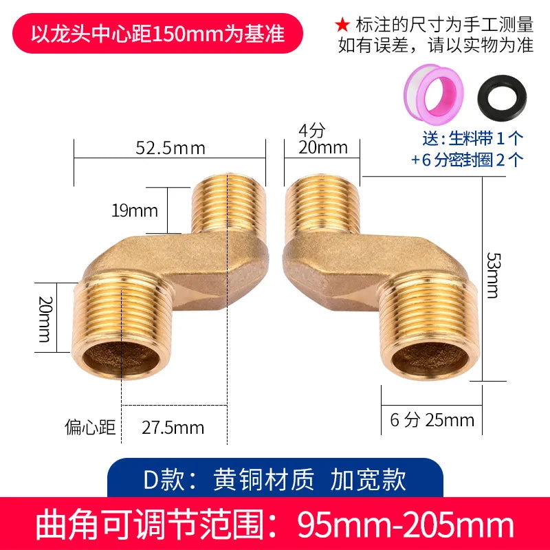 2pcs Solid Brass Wall Mounted Replacement Angle Valve