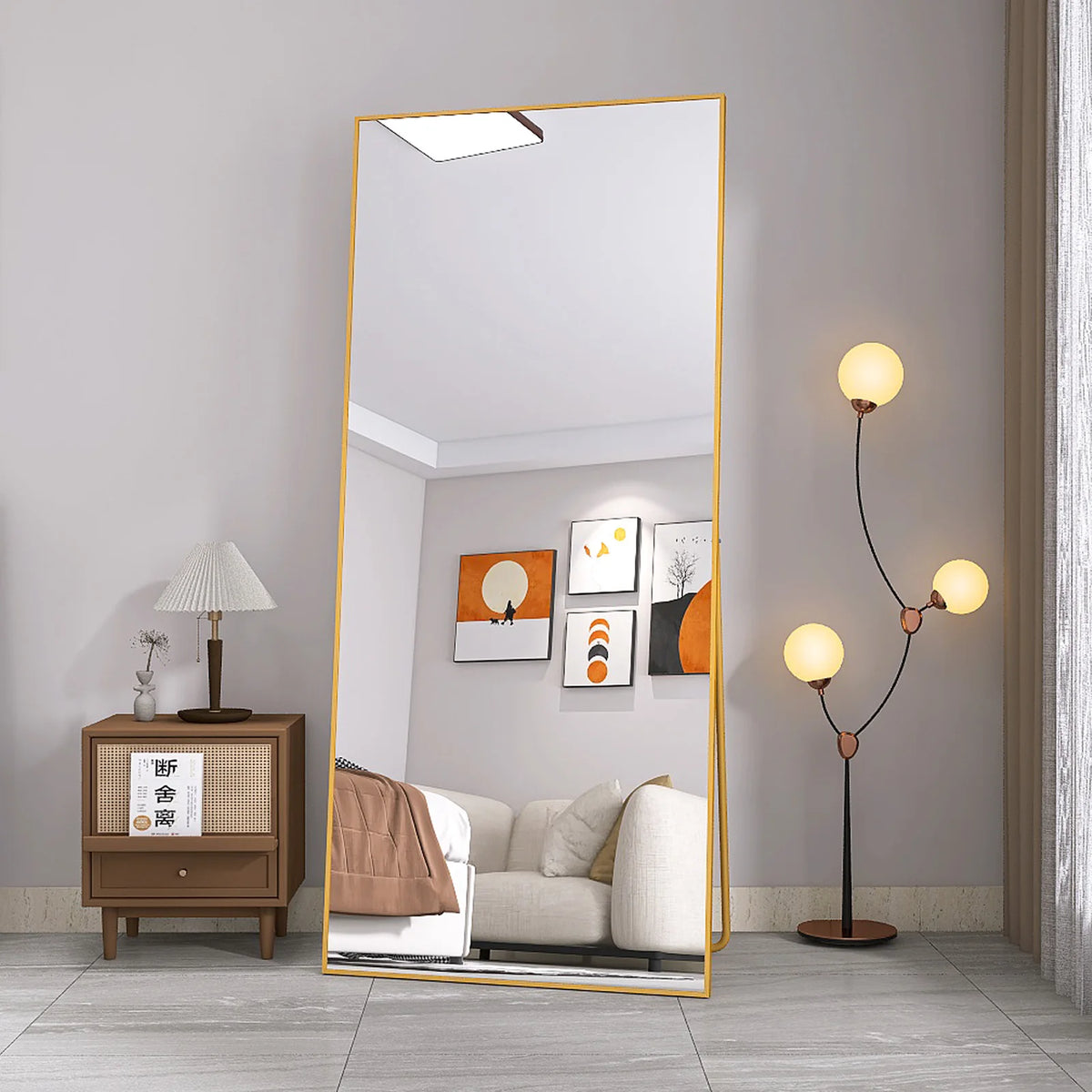 Full Length Mirror Standing Mirror Black Frame Large